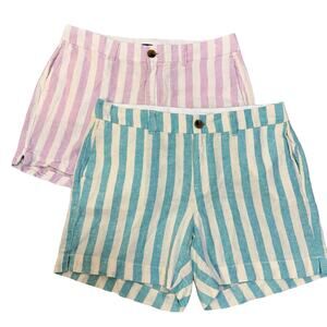 Bundle of 2 linen blend striped Old Navy Shorts Womens size 6 P2